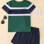 Boys Color Block Tee &amp; Short Set