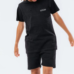 Boys Black T-Shirt Jogger Short Set