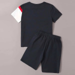 Boys Colourblock Tee &amp; Drawstring Waist Shorts Set