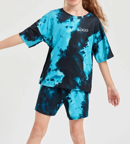 Girls Tie Dye Tee Short Set