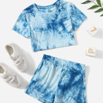 Girls Tie Dye Tee &amp; Track Shorts Set