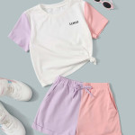 Girls Colourblock Tee &amp; Short Set