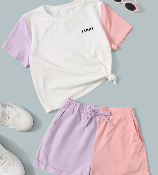 Girls Colourblock Tee &amp; Short Set