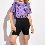 Girls Drop Shoulder Tie Dye Shorts Set