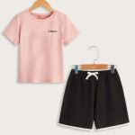 Girls Tee &amp; Tie Front Shorts