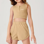 Girls Tank Crop Top &amp; Shorts Set