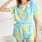 Girls Drop Shoulder Tie Dye Crop Top &amp; Shorts Set