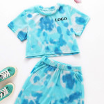 Girls Tie Dye Crop Tee &amp; Shorts