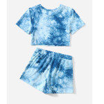 Girls Tie Dye Tee &amp; Track Shorts Set