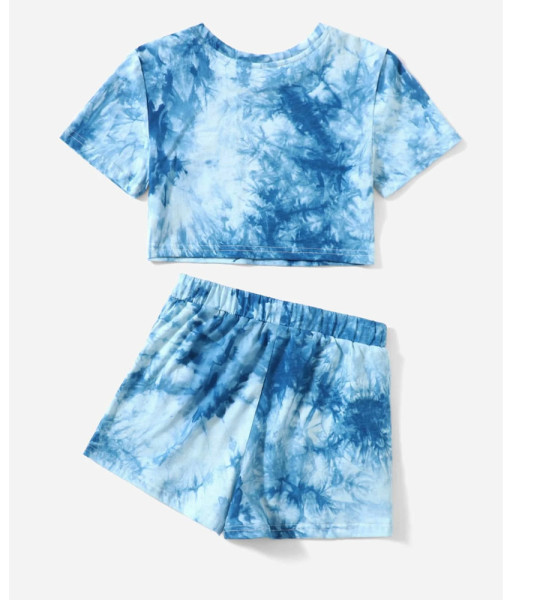 Girls Tie Dye Tee &amp; Track Shorts Set