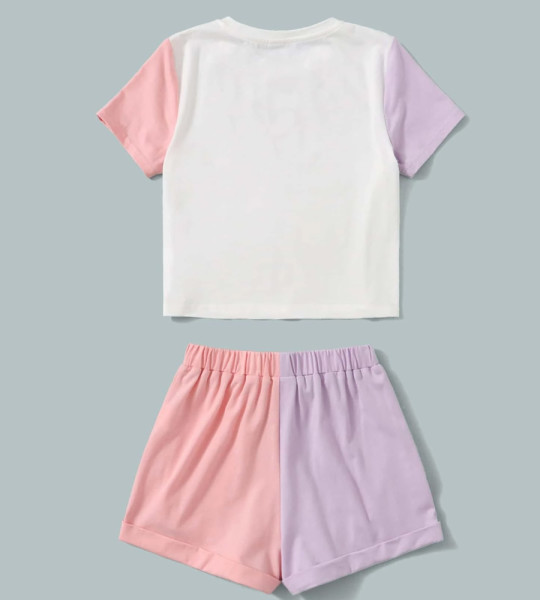 Girls Colourblock Tee &amp; Short Set