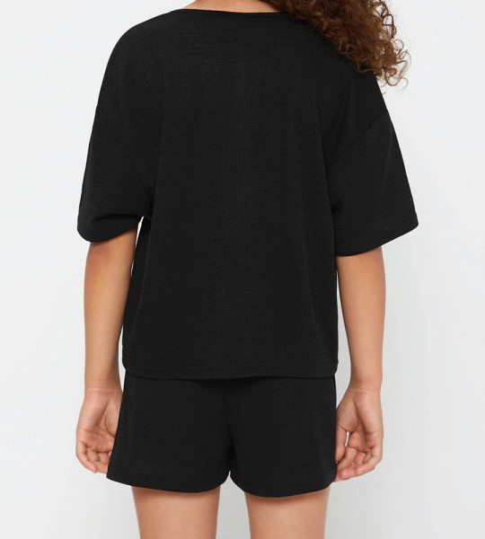Girls Neck Drop Shoulder Tee &amp; Track Short Set