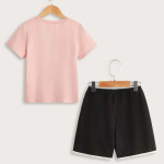 Girls Tee &amp; Tie Front Shorts