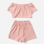 Girls Tie Front Off Shoulder Top &amp; Shorts Set