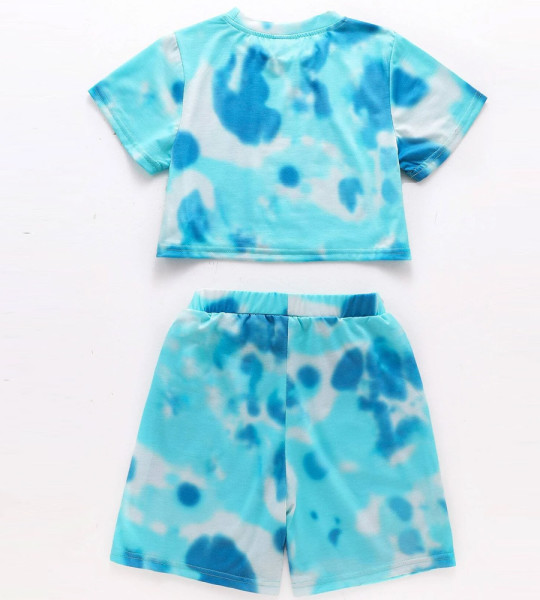 Girls Tie Dye Crop Tee &amp; Shorts