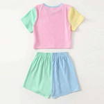 Girls Color block Shorts Set