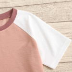 Girls Colorblock Raglan Sleeve Short Set