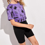 Girls Drop Shoulder Tie Dye Shorts Set