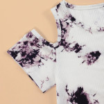 Girls Tie Dye Cold Shoulder Tee &amp; Track Shorts