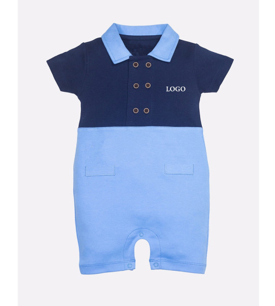 Boys Blue Pure Cotton Rompers