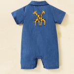 Baby Cartoon Patched Pocket Top-stitching Shirt Romper