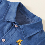 Baby Cartoon Patched Pocket Top-stitching Shirt Romper