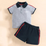 Baby Contrast Tape Polo Shirt &amp; Track Shorts