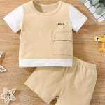 Baby Color Block Flap Pocket Tee &amp; Shorts