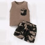 Baby Contrast Camo Pocket Tank Top &amp; Shorts