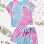 Baby Tie Dye Tee &amp; Knot Front Shorts