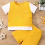 Baby Color Block Flap Pocket Tee &amp; Shorts