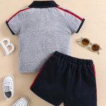 Baby Contrast Tape Polo Shirt &amp; Track Shorts