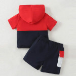 Baby Color Block Hooded Tee And Shorts