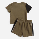 Baby Color Block Patched Pocket Tee &amp; Contrast Seam Shorts