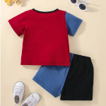 Baby Cartoon Graphic Color Block Tee &amp; Shorts