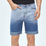 Men Washed Roll Up Hem Denim Shorts