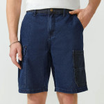 Men Pocket Patched Denim Shorts