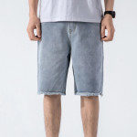 Men Raw Hem Bermuda Denim Shorts