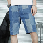 Men Ripped Bleach Wash Denim Shorts