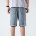 Men Raw Hem Bermuda Denim Shorts