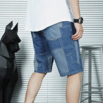 Men Ripped Bleach Wash Denim Shorts