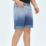 Men Washed Roll Up Hem Denim Shorts