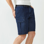 Men Pocket Patched Denim Shorts