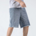 Men Raw Hem Bermuda Denim Shorts