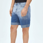 Men Washed Roll Up Hem Denim Shorts