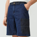 Men Pocket Patched Denim Shorts