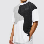 Oversized Man Spliced Extended Neck T-shirt