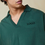 Men Oversized Embroidered V Neck Polo