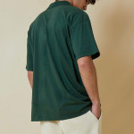 Men Oversized Embroidered V Neck Polo