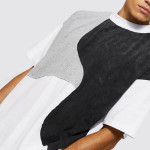 Oversized Man Spliced Extended Neck T-shirt